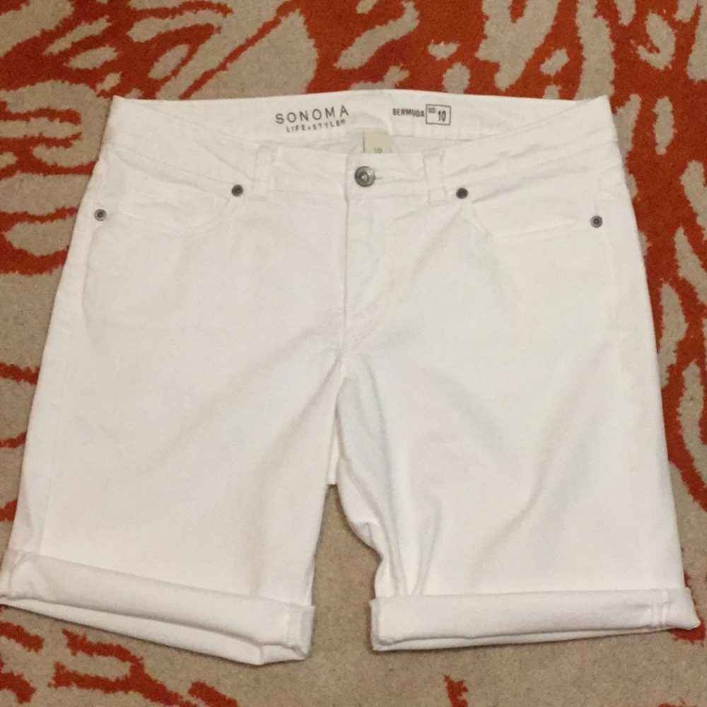 Sonoma White Denim Bermuda Shorts SZ 10
